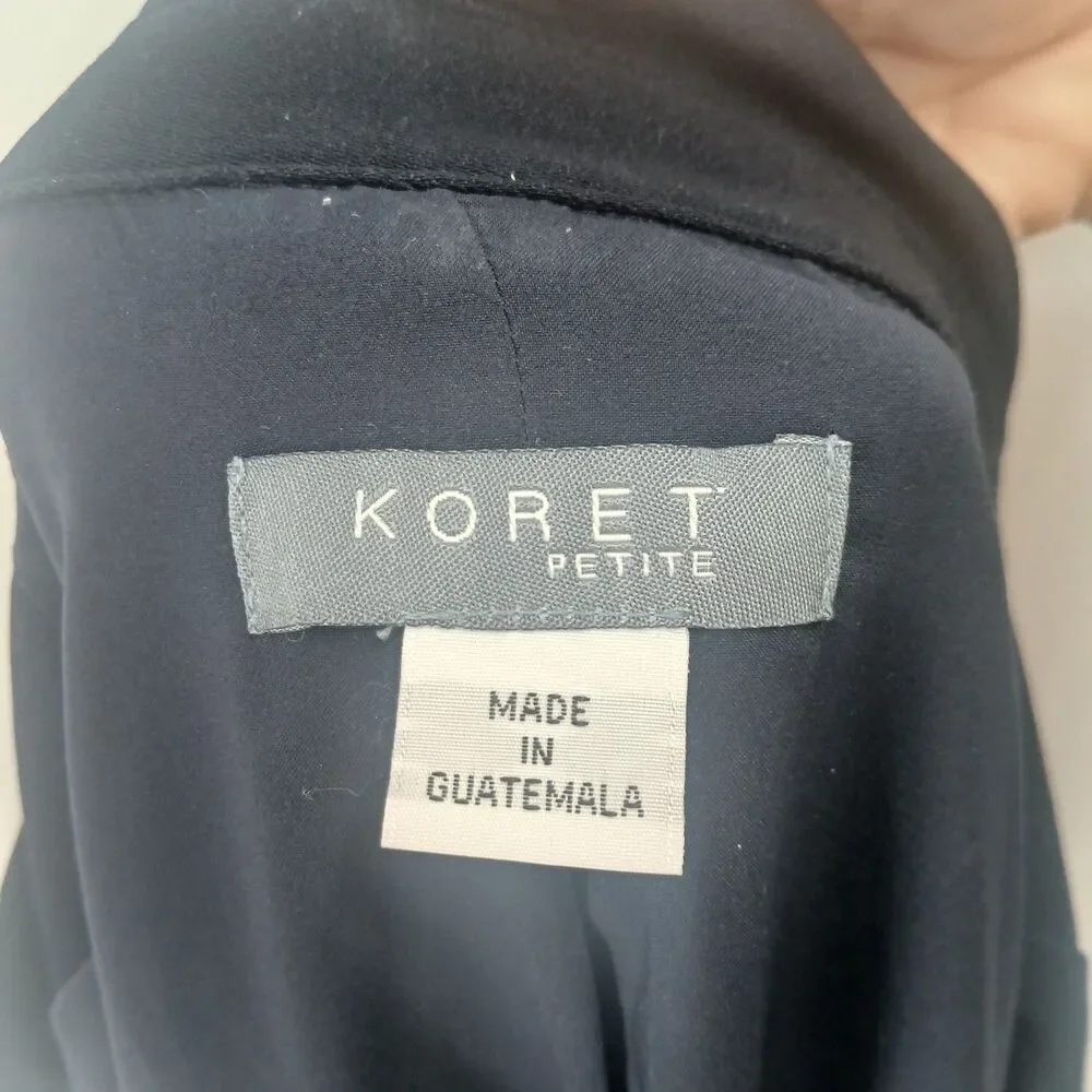 womans koret petite size 8p black button front jacket blazer top officewear